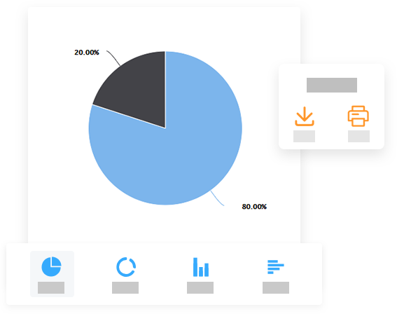 Detailed analysis of every questions ; choose to display the result with percentage or number data